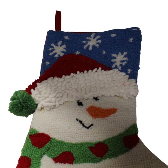 Hooked 3D Snowman Christmas Stocking 15” Needle Punch w/Pom-Pom & Snowflake Desi - Picture 2 of 9